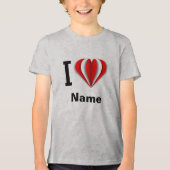 "Ik hou van [Jouw naam]" Hart Tri-Blend Shirt (Voorkant)
