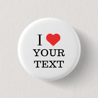 Ik hou van JOUW TEKST gepersonaliseerde naam hart  Ronde Button 3,2 Cm