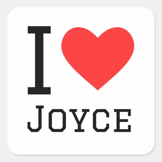 Ik hou van joyce vierkante sticker (Voorkant)