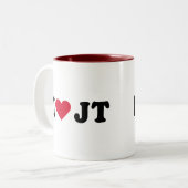 Ik hou van JT Tweekleurige Koffiemok (Voorkant links)