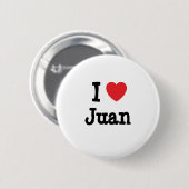 Ik hou van Juan hart T-Shirt Ronde Button 5,7 Cm (Voorkant /achterkant)