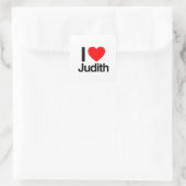 ik hou van judith vierkante sticker (Tas)