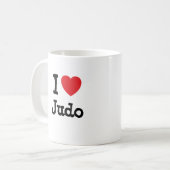 Ik hou van Judo-hart aangepast Koffiemok (Voorkant links)