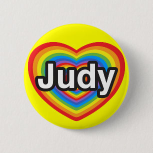 Ik hou van Judy. Ik hou van je Judy. Hart Ronde Button 5,7 Cm