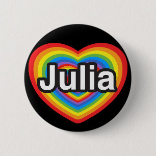 Ik hou van Julia. Ik hou van je Julia. Hart Ronde Button 5,7 Cm