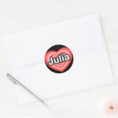 Ik hou van Julia. Ik hou van je Julia. Hart Ronde Sticker (Envelop)