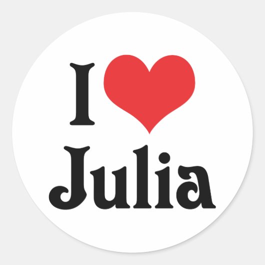 Ik hou van Julia Ronde Sticker (Voorkant)