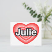 Ik hou van Julie. Ik hou van je Julie. Hart Briefkaart (Staand voorkant)