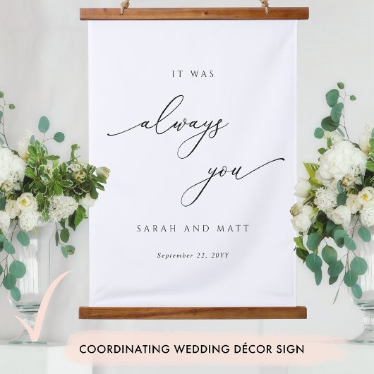 Ik hou van jullie allemaal als bruiloft-bordje hangend wandkleed