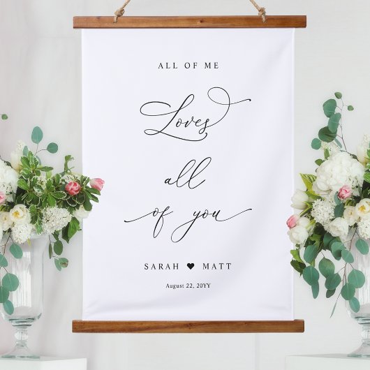 Ik hou van jullie allemaal als bruiloft-bordje hangend wandkleed