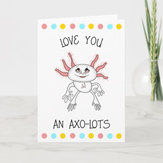 Ik hou van jullie | Axolotl Romantische Flirty Kaart (Voorkant)