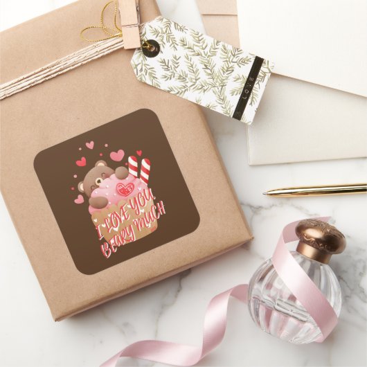 IK HOU VAN JULLIE BEAARDE VEEL grappige Valentijns Vierkante Sticker (Geschenken)