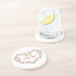 Ik hou van jullie Cute bloemen Zandsteen Onderzetter