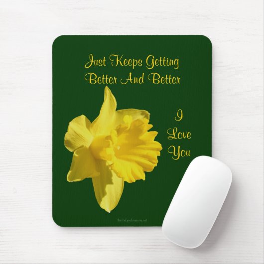 Ik hou van jullie Daffodil Flower Photo Mousepad Muismat (Met muis)