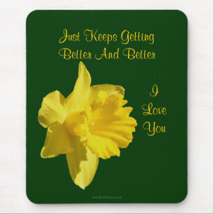 Ik hou van jullie Daffodil Flower Photo Mousepad Muismat