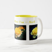 Ik hou van jullie Gele Rose Persoonlijk Tweekleurige Koffiemok (Voorkant rechts)