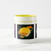 Ik hou van jullie Gele Rose Persoonlijk Tweekleurige Koffiemok (Center)