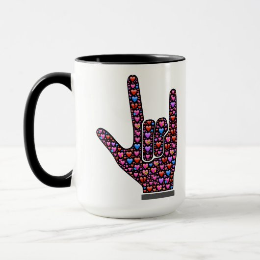 Ik hou van jullie handborden gevuld met emoji hart mok (Links)