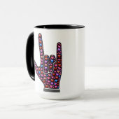 Ik hou van jullie handborden gevuld met emoji hart mok (Voorkant links)