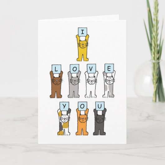 Ik hou van jullie katten feestdagen kaart (Voorkant)