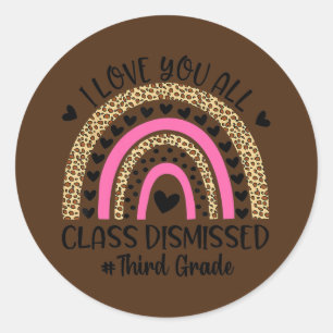 Ik hou van jullie klasse ontslagen derde klas lera ronde sticker