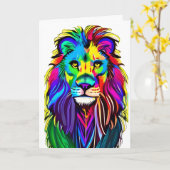 Ik hou van jullie | Leeuw Gezicht Mystieke Fantasy Kaart (Gele Bloem)