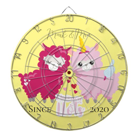 Ik hou van jullie Llama die hem haar Gepersonalise Dartbord (Voorkant)