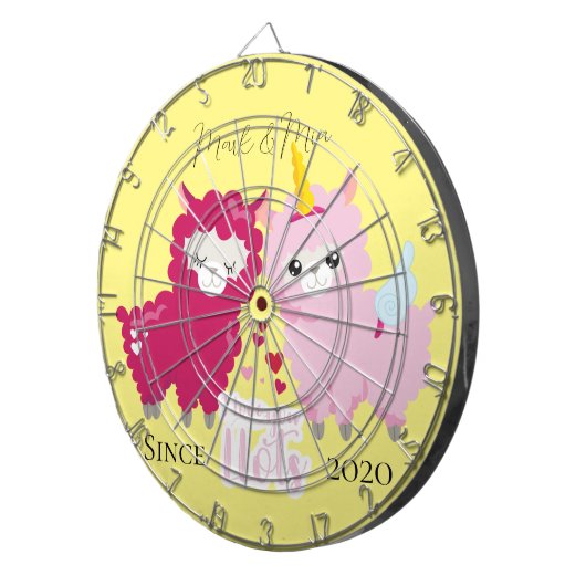 Ik hou van jullie Llama die hem haar Gepersonalise Dartbord (Voorkant Rechts)