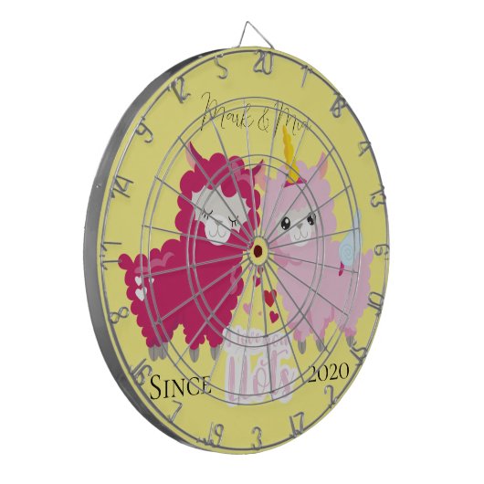 Ik hou van jullie Llama die hem haar Gepersonalise Dartbord (Voorkant Links)