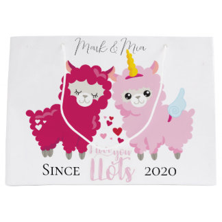 Ik hou van jullie Llama die hem haar Gepersonalise Groot Cadeauzakje