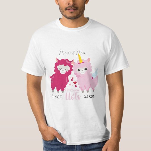 Ik hou van jullie Llama die hem haar Gepersonalise T-shirt (Voorkant)