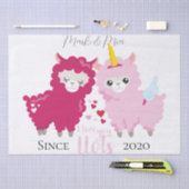 Ik hou van jullie Llama die hem haar Gepersonalise Tissuepapier (Craft)