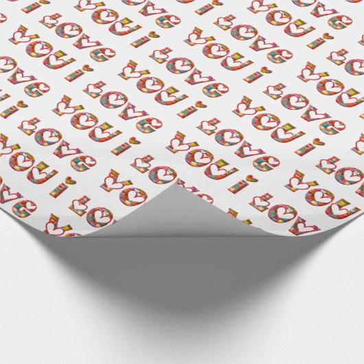 Ik hou van jullie Romantische liefde Hart Typograf Cadeaupapier (Hoek)