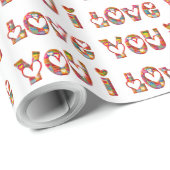 Ik hou van jullie Romantische liefde Hart Typograf Cadeaupapier (Rol Hoek)