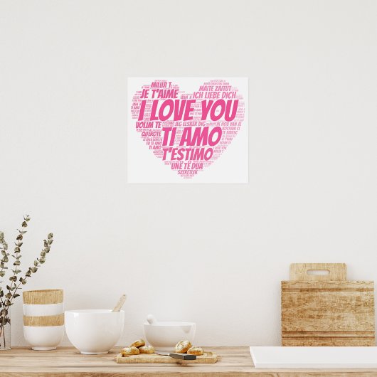 Ik hou van jullie talen over de hele wereld poster (Keuken)