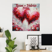 Ik hou van jullie twee Abstracte harten gepersonal Poster (Thuiskantoor)