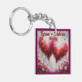 Ik hou van jullie twee Abstracte harten gepersonal Sleutelhanger (Voorkant Links)