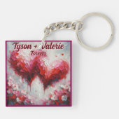 Ik hou van jullie twee Abstracte harten gepersonal Sleutelhanger (Achterkant)
