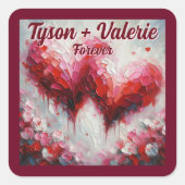 Ik hou van jullie twee Abstracte harten gepersonal Vierkante Sticker (Voorkant)
