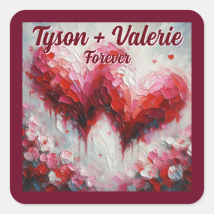 Ik hou van jullie twee Abstracte harten gepersonal Vierkante Sticker