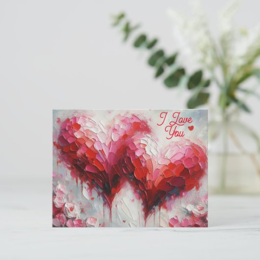 Ik hou van jullie twee Abstracte harten schilderen Briefkaart (Staand voorkant)