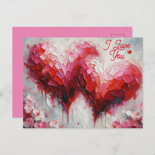 Ik hou van jullie twee Abstracte harten schilderen Briefkaart (Voorkant / Achterkant)