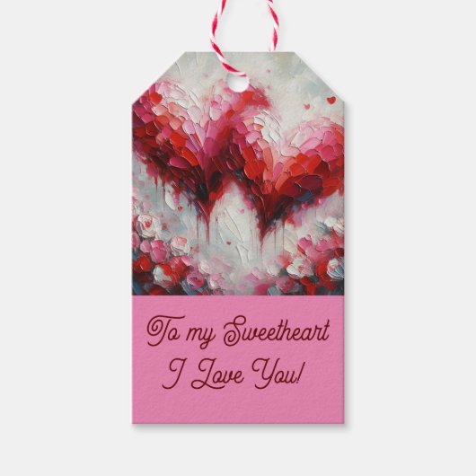 Ik hou van jullie twee Abstracte harten schilderen Cadeaulabel (Voorkant)