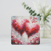 Ik hou van jullie twee abstracte harten schilderen feestdagenkaart (Staand voorkant)