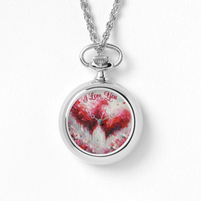 Ik hou van jullie twee Abstracte harten schilderen Horloge (Voorkant)