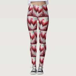 Ik hou van jullie twee Abstracte harten schilderen Leggings