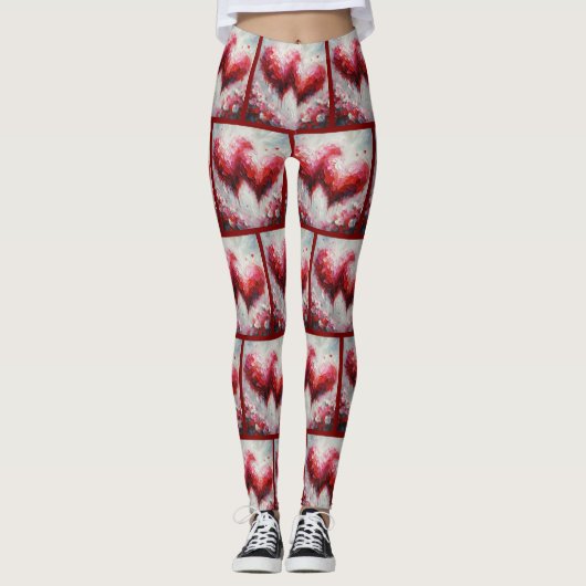 Ik hou van jullie twee Abstracte harten schilderen Leggings (Voorkant)