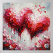 Ik hou van jullie twee Abstracte harten schilderen Poster (Voorkant)