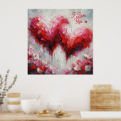 Ik hou van jullie twee Abstracte harten schilderen Poster (Keuken)