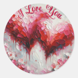 Ik hou van jullie twee Abstracte harten schilderen Ronde Sticker